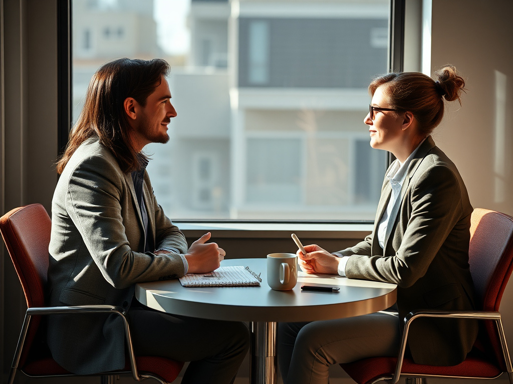 Mentor and spray foam business owner reviewing notes together during a coaching conversation